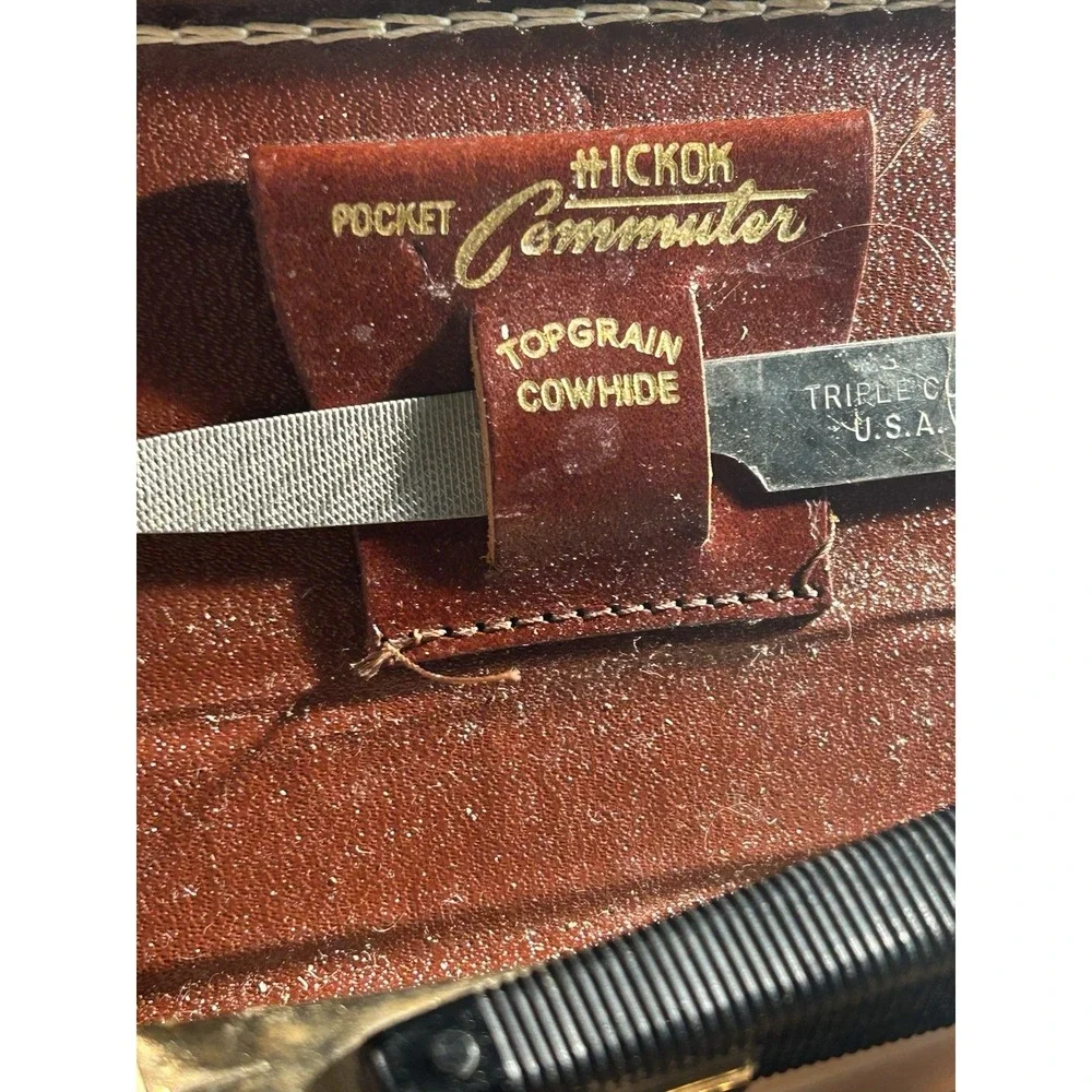 Vintage Hickok Commuter Leather Zip W/3 Old Gillette‎ Schick Razors Top Cowhide